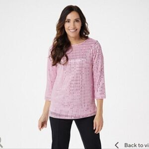 New Bob Mackie Glitz and Glam Pullover Top | Size XS